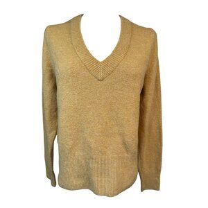 2/$30 Madewell Womens Medium Mustard Yellow V-Neck Sweater Wool Blend